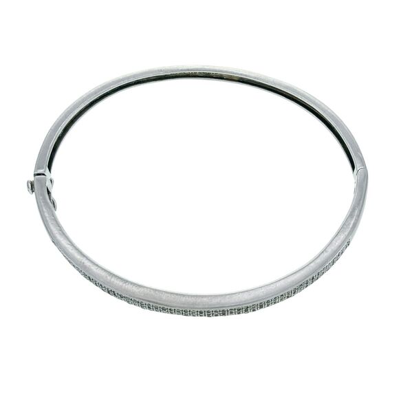 MISSING STONE Vintage Sterling Silver 925 Diamond 0.94ctw Bangle Bracelet 7.25" - Picture 4 of 8